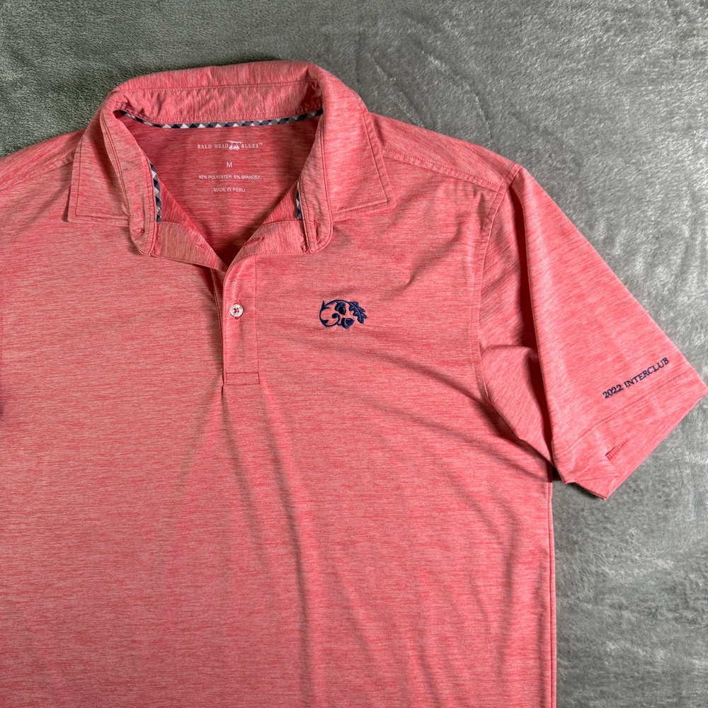 Bald Head Blues Mens Polo Shirt Medium Pink Golf 2022 Interclub Embroidered